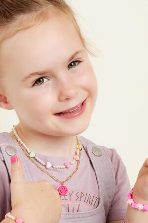 Kids - Smiley necklace Pink & Gold Stainless Steel h5 Picture4
